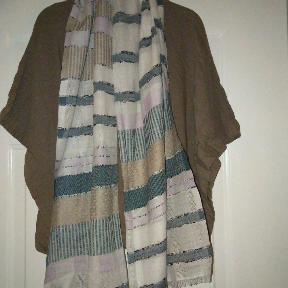 J.Jill Pure Jill Driftwood Heather Poncho pockets XSP w. J.Jill scarf included - Picture 9 of 15